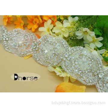 Iron On Bling Bling Decorative Crystal Bridal Trim For Wedd